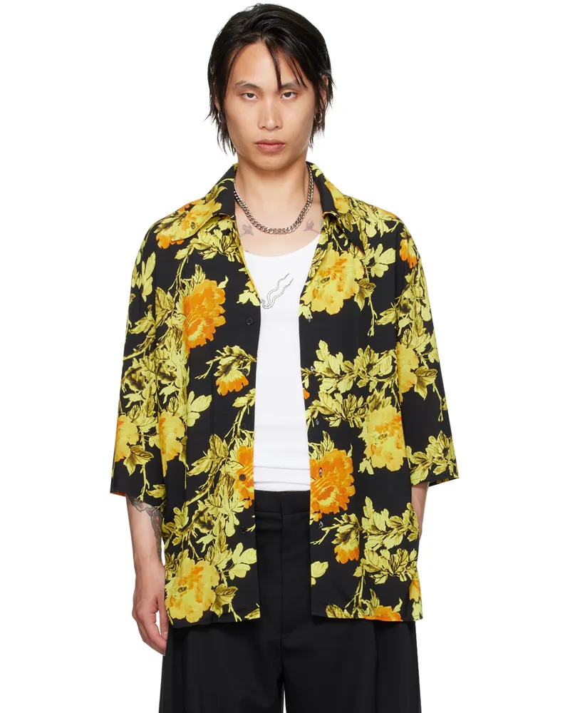 LU'U DAN Black & Yellow CLOT Edition Short Sleeve Shirt Ba