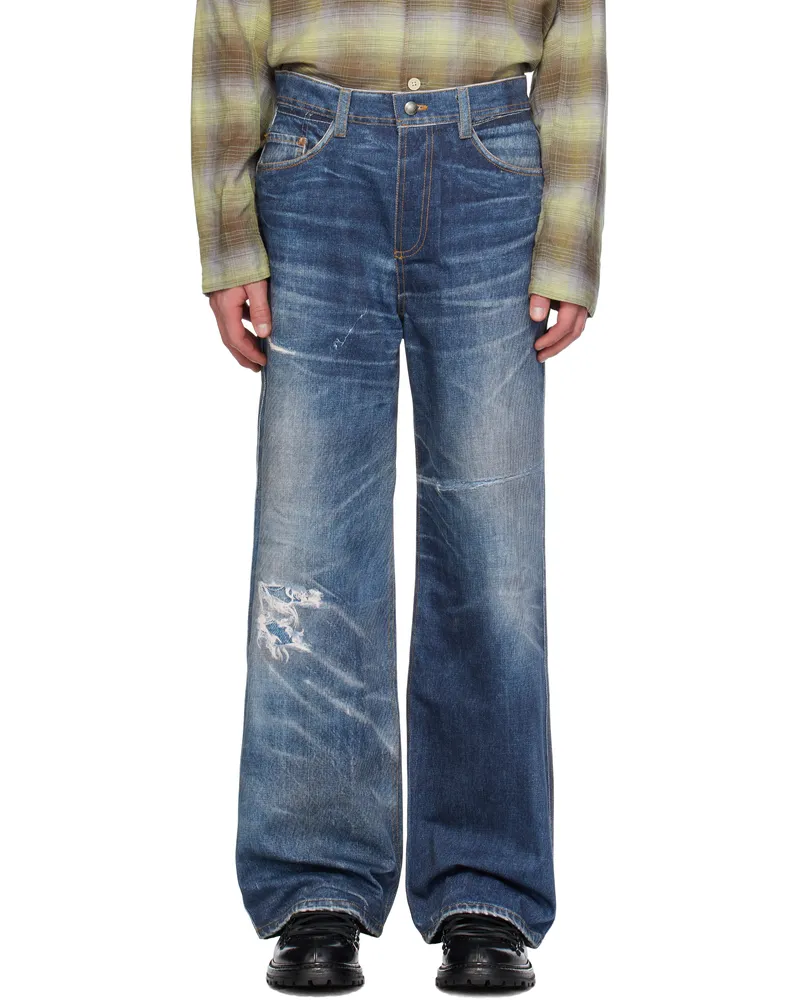 Andersson Bell Blue Trompe L'œil Printed Jeans Blue