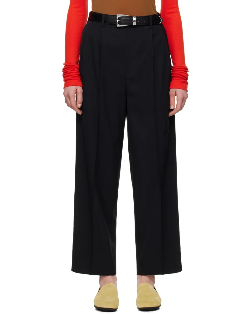 AURALEE Black Light Wool Max Gabardine Trousers Top