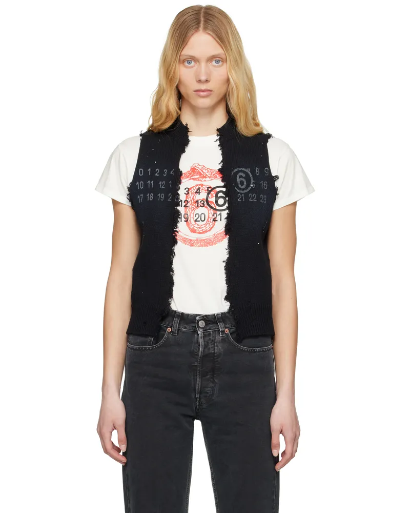 Maison Margiela Black Open Cut Printed Vest 900s