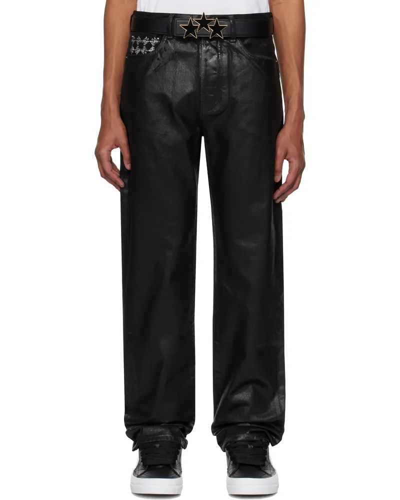 Amiri Black Waxed MA Quad Straight Jeans Black