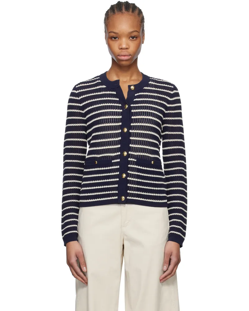 Rag & Bone Navy Viola Stripe Cardigan Indigomult