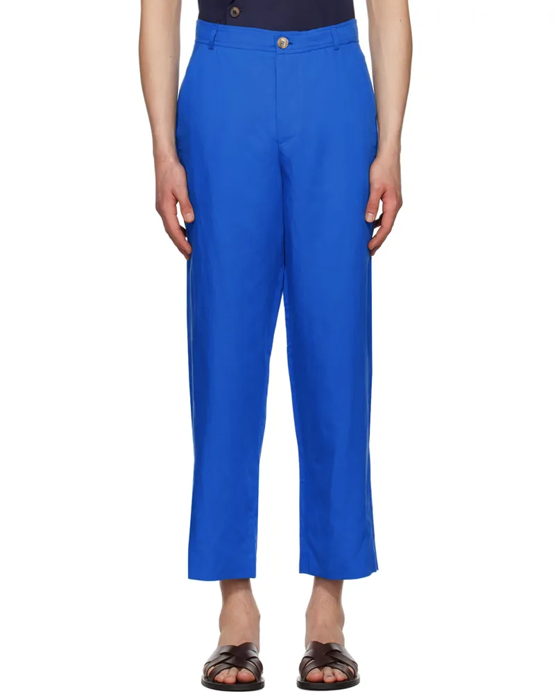 King & Tuckfield Blue Loose Trousers Cobalt