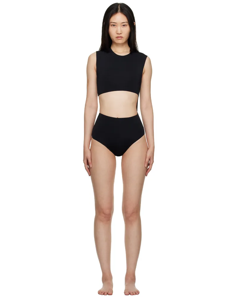 Haight SSENSE Exclsuive Black Diagonal One-Piece Swimsuit Black