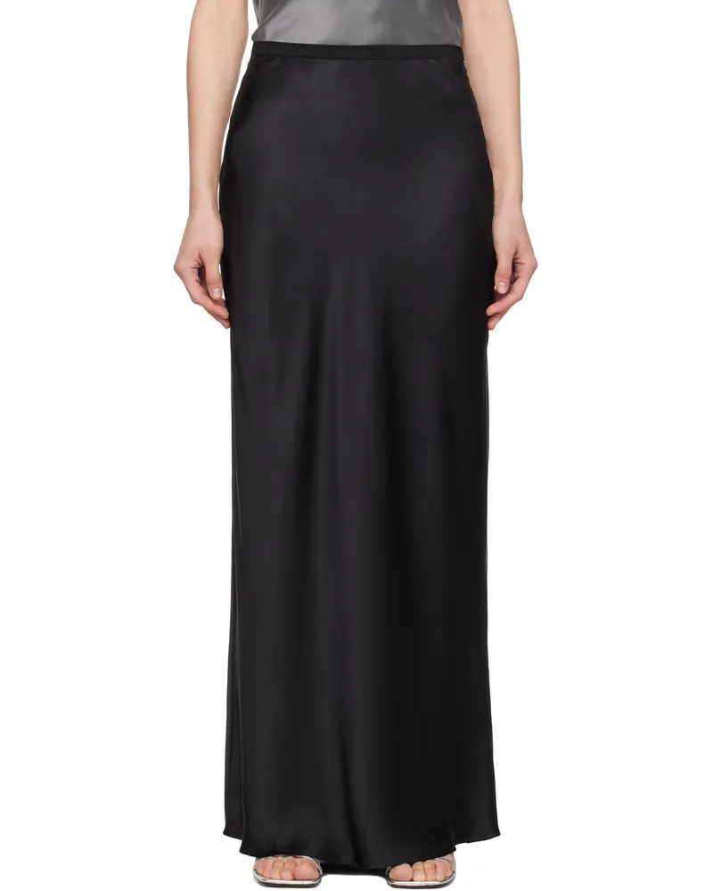 Anine Bing Black Bar Silk Maxi Skirt Black