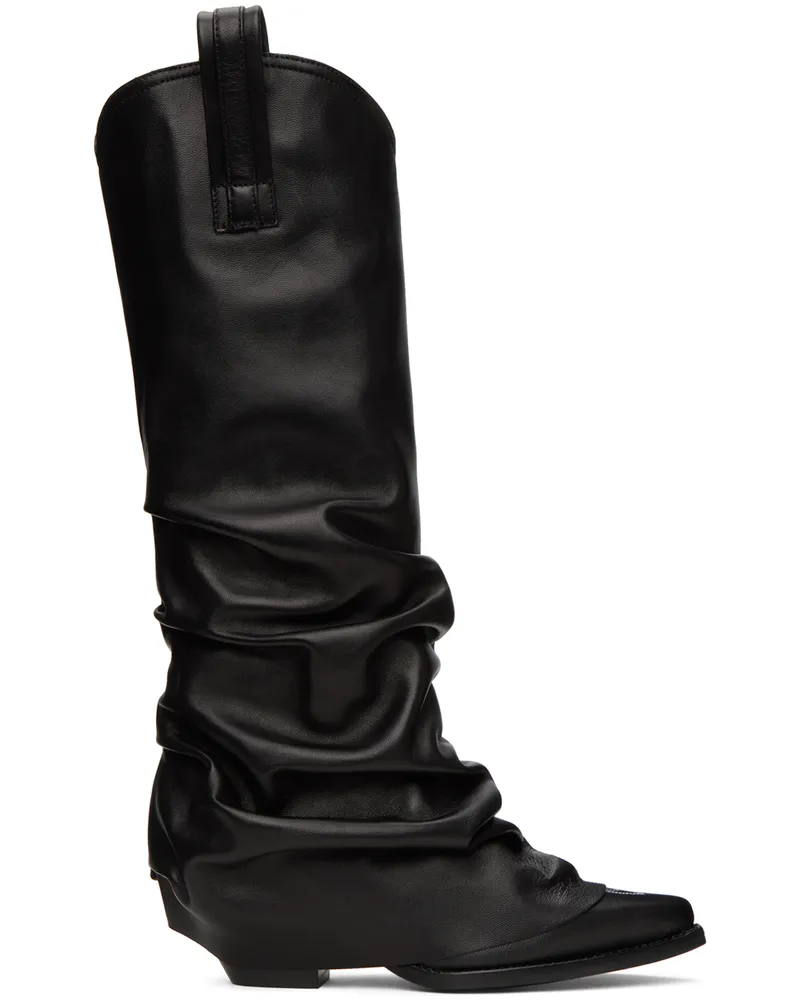 R13 Black Mid Cowboy Sleeve Boots Black