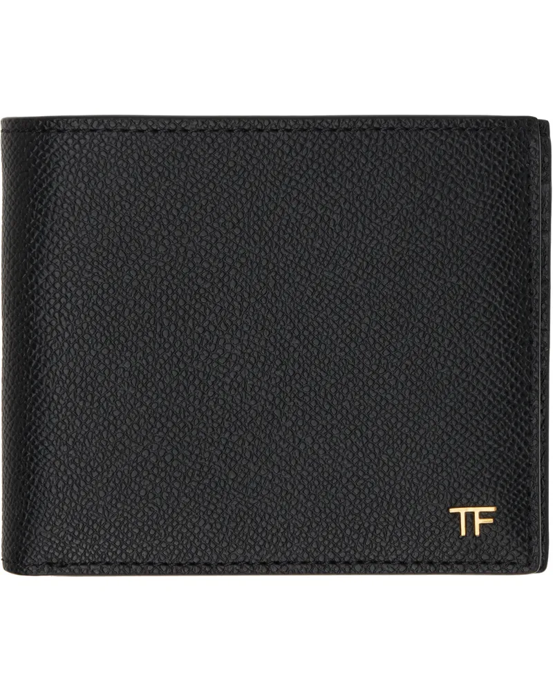 Tom Ford Black Small Grain Leather Bifold Wallet Black
