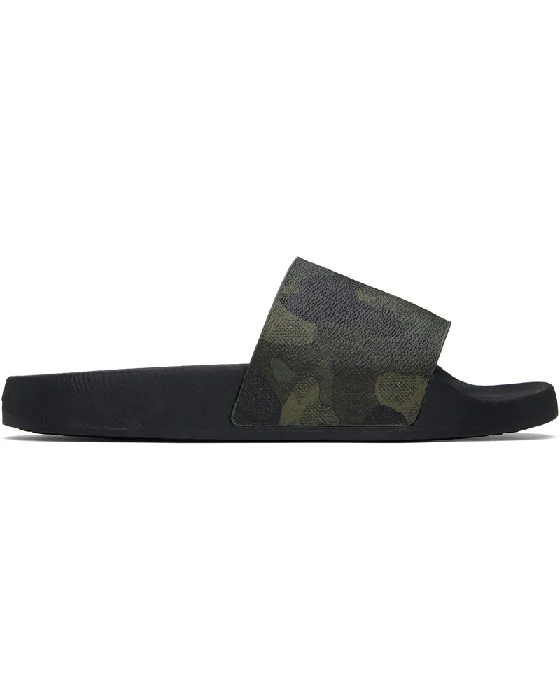 Coach Khaki Coated Canvas Pool Slides Camo