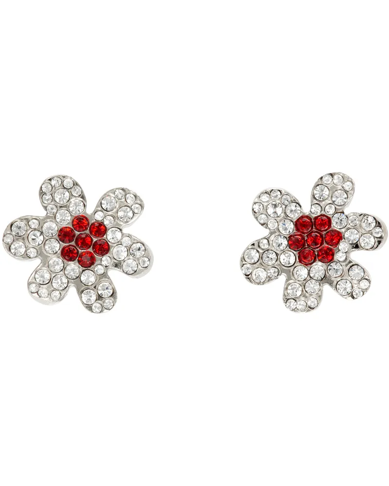 Marni White & Red Daisy Stud Earrings 00wglass