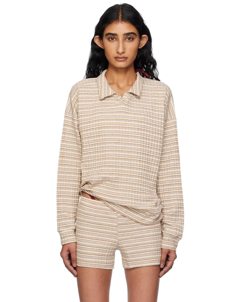 Fruity Booty Beige Lucky Stripe Polo Multi