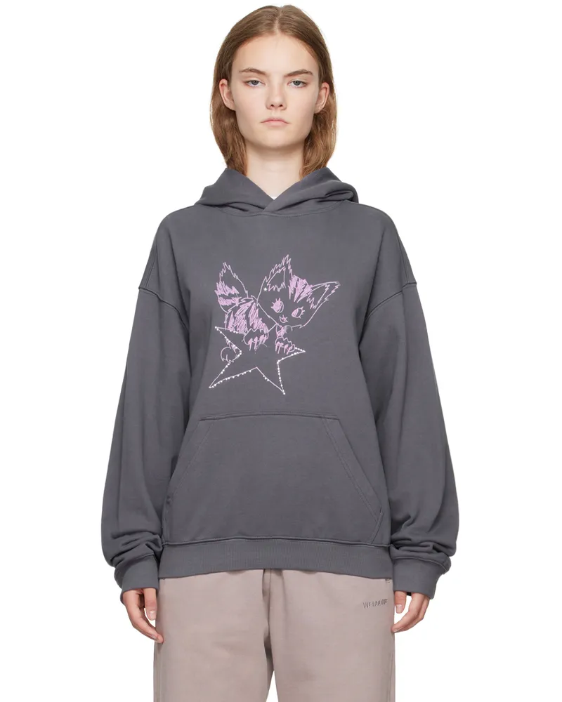 WE 11 DONE Gray Monster Fitted Hoodie Charcoal