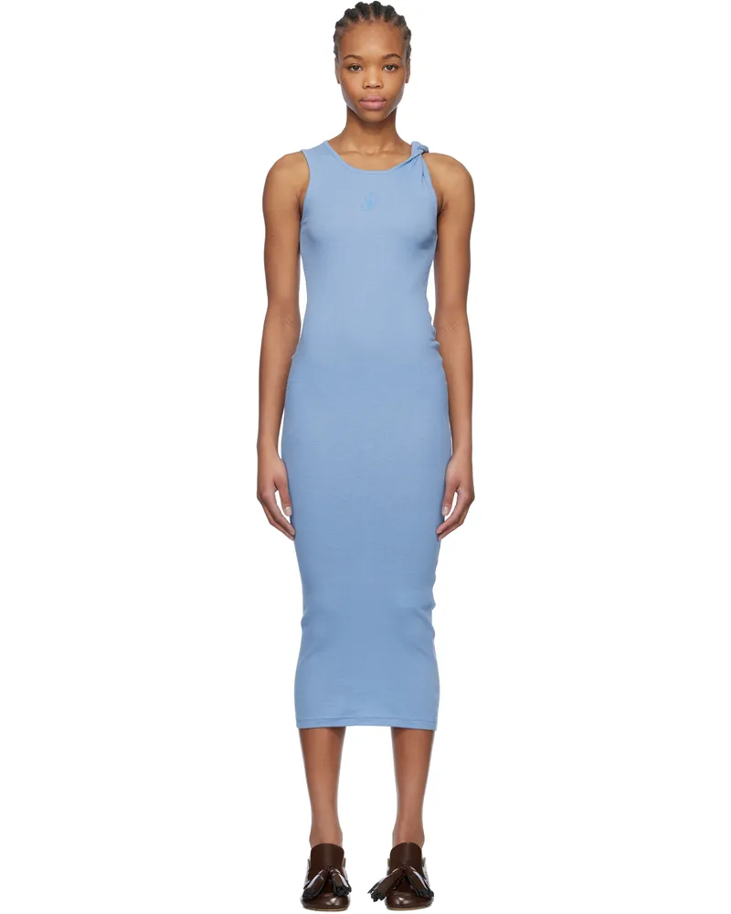 J.W.Anderson Blue Anchor Logo Twisted Strap Midi Dress 830