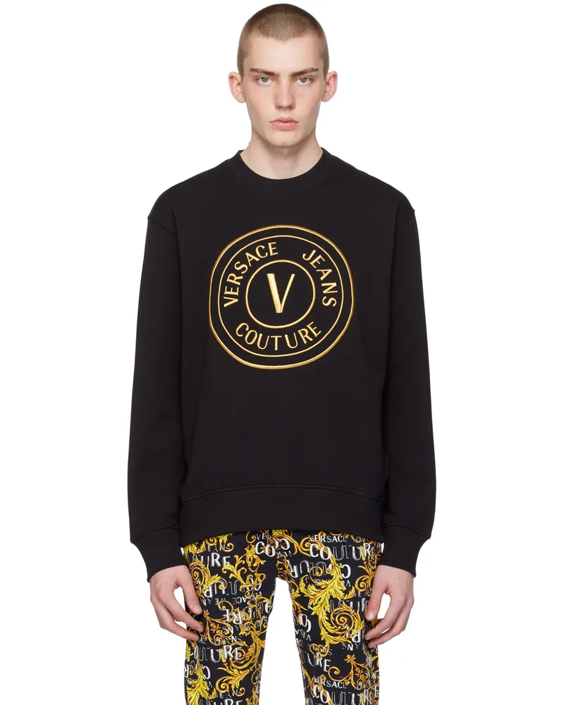 Versace Jeans Black V-Emblem Sweatshirt Eg89