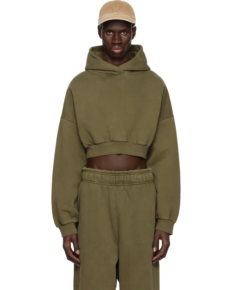 Entire Studios Khaki Cropped Heavy Hoodie Military