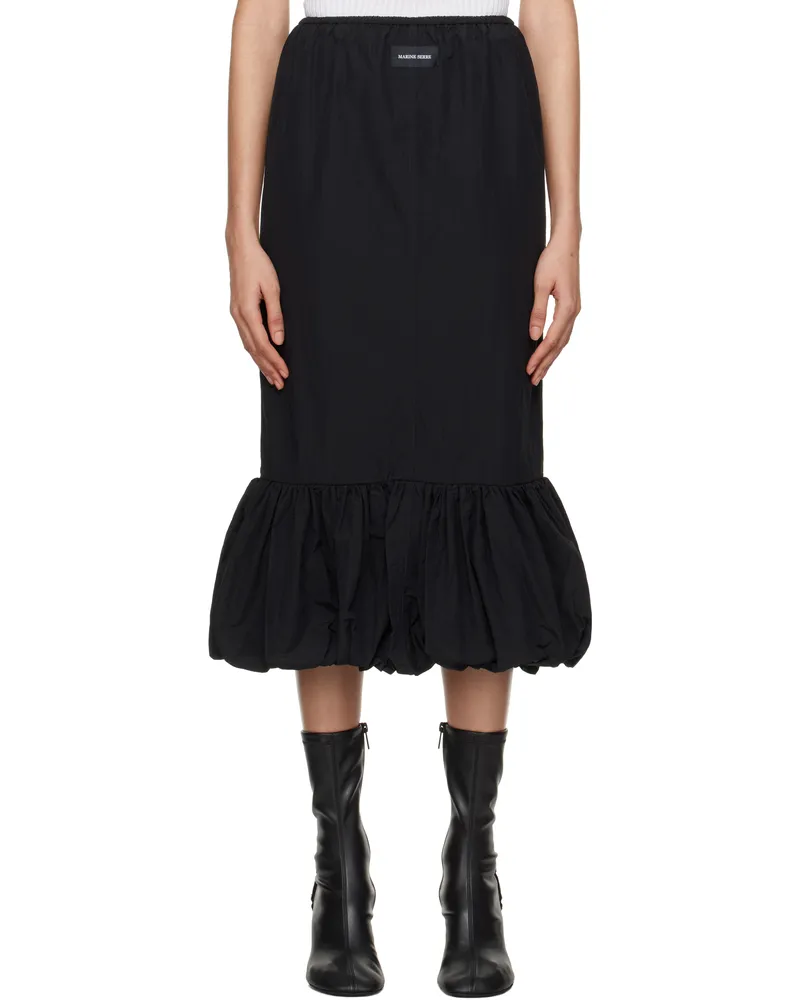 Marine Serre Black Recycled Nylon Mix Bubble Midi Skirt Bk99