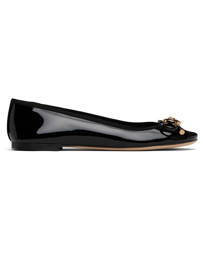 Versace Black Opera Bow Patent Ballerina Flats 1b00v-black-versace