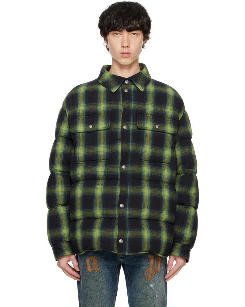 Palm Angels Green Vertigo Padded Down Jacket Green