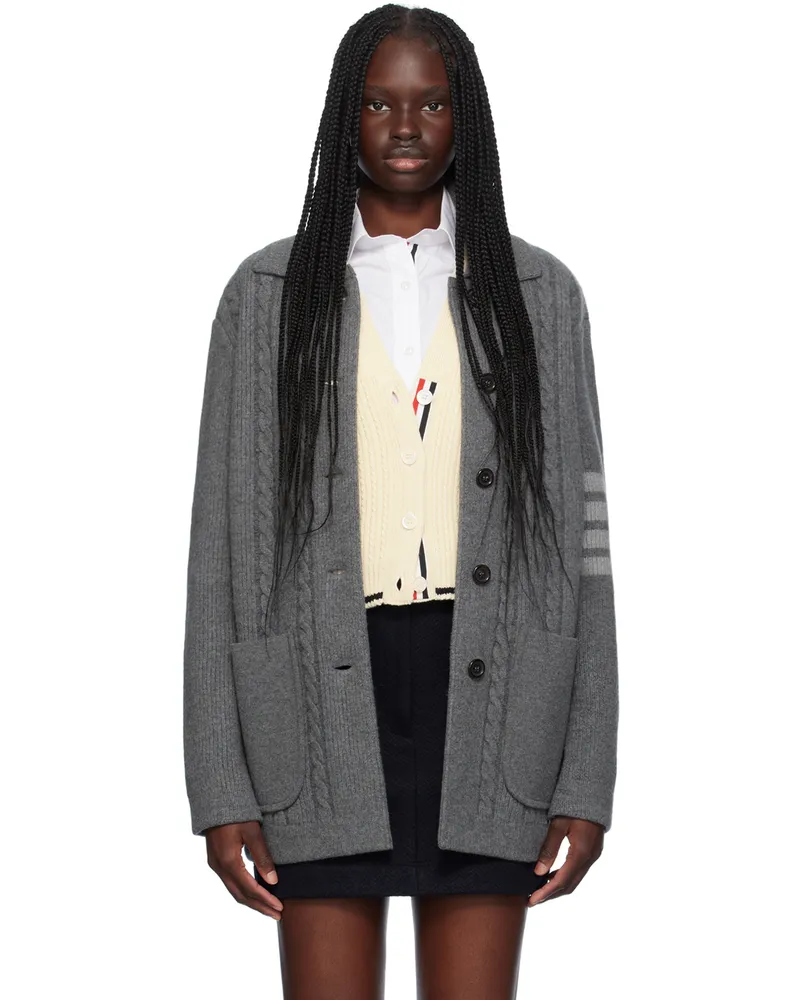 Thom Browne Gray 4-Bar Coat 035