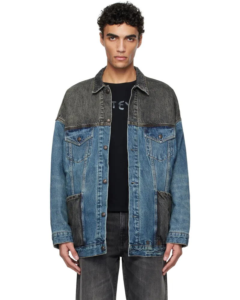 R13 Blue & Black Lacey Denim Trucker Jacket Dawson