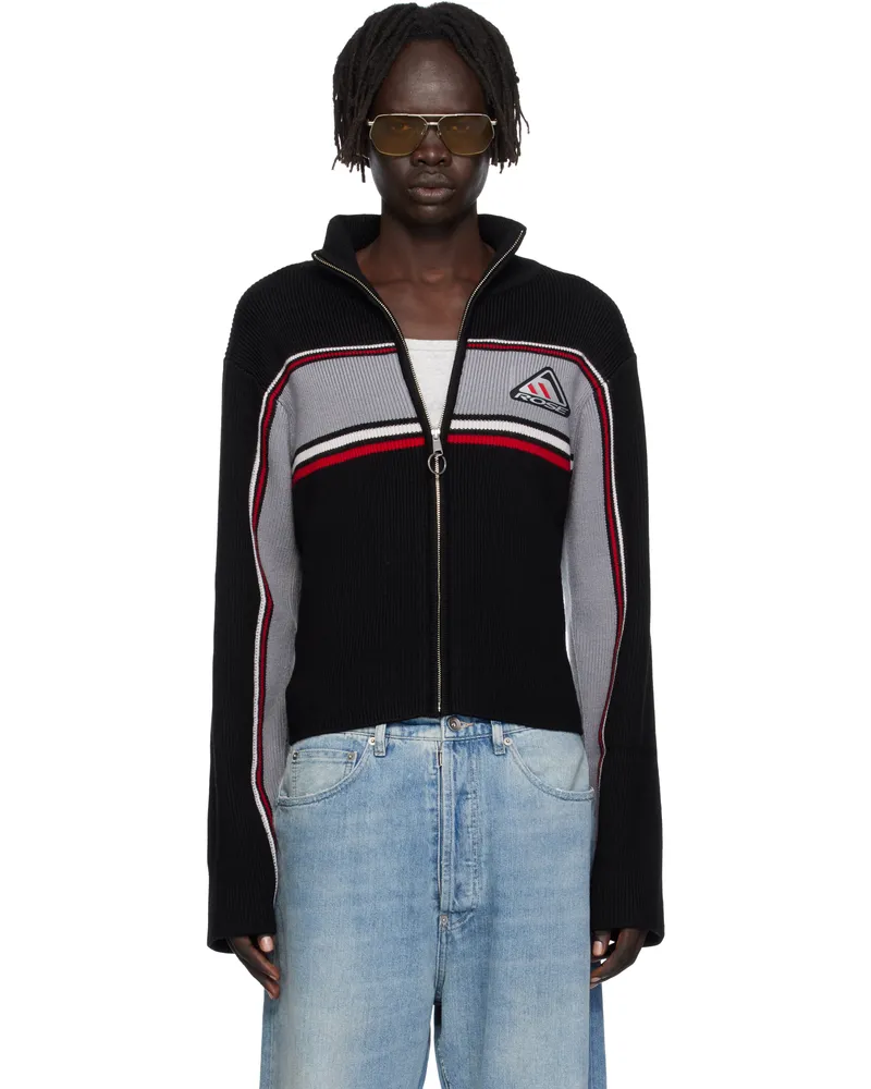 Martine Rose Black Cropped Cable Zip Sweatshirt Black-grey