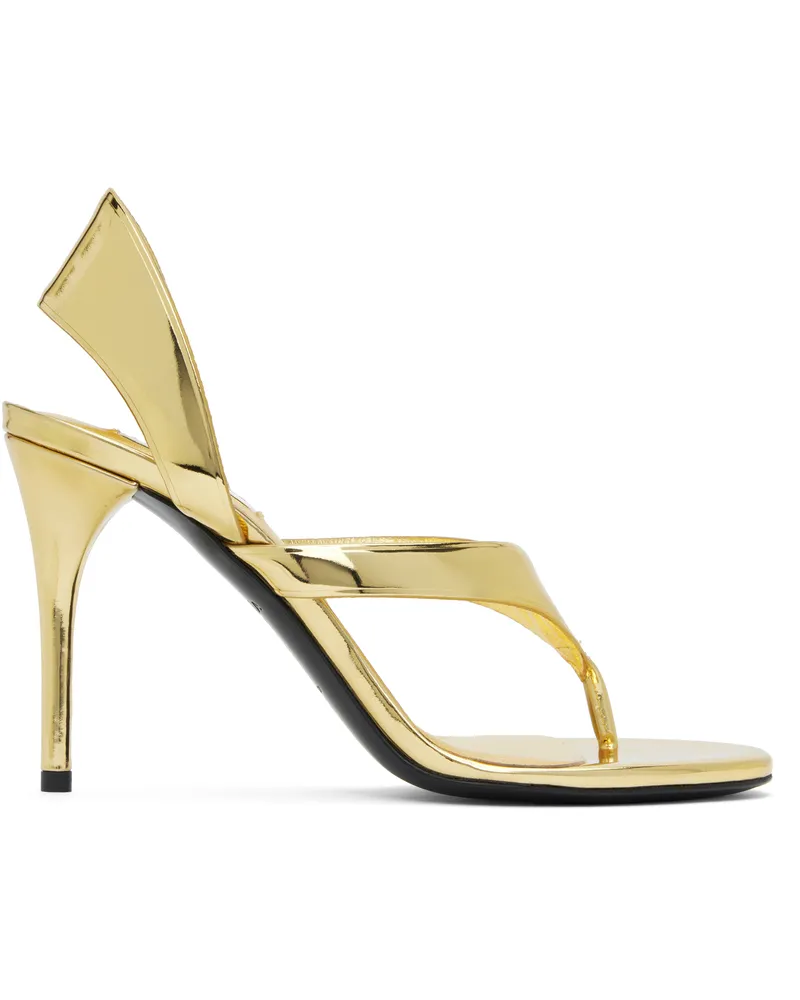 Alaïa Gold Infradito Heeled Sandals 240