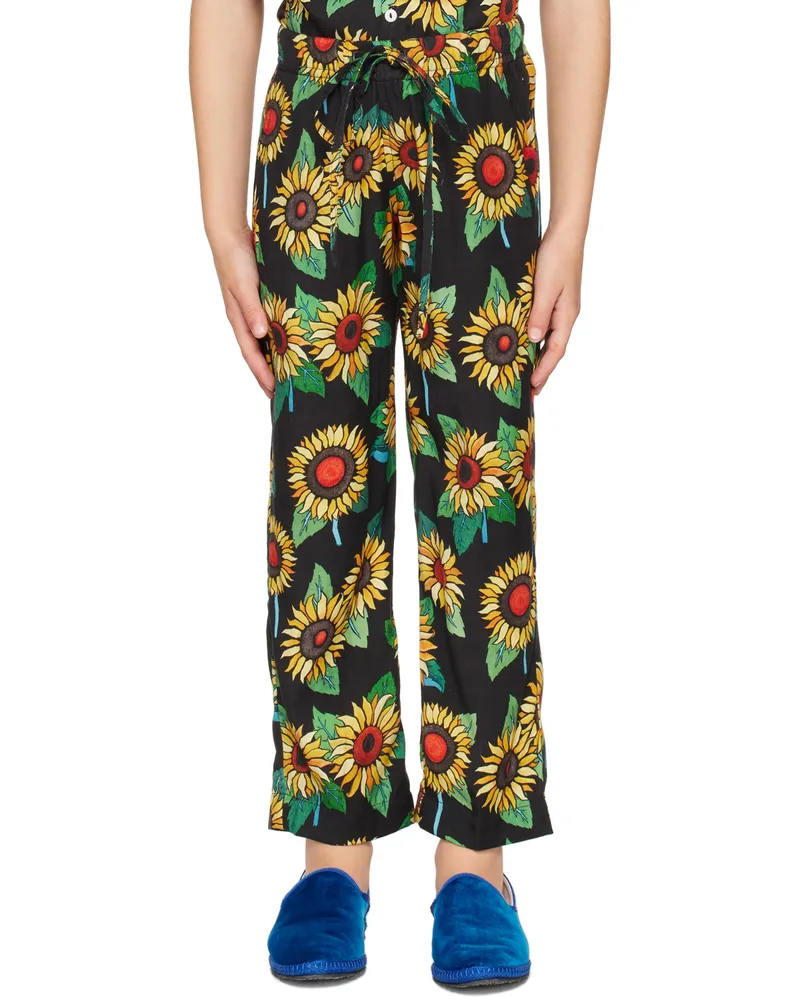 ENDLESS JOY Kids Black Sunflower Lounge Pants Black