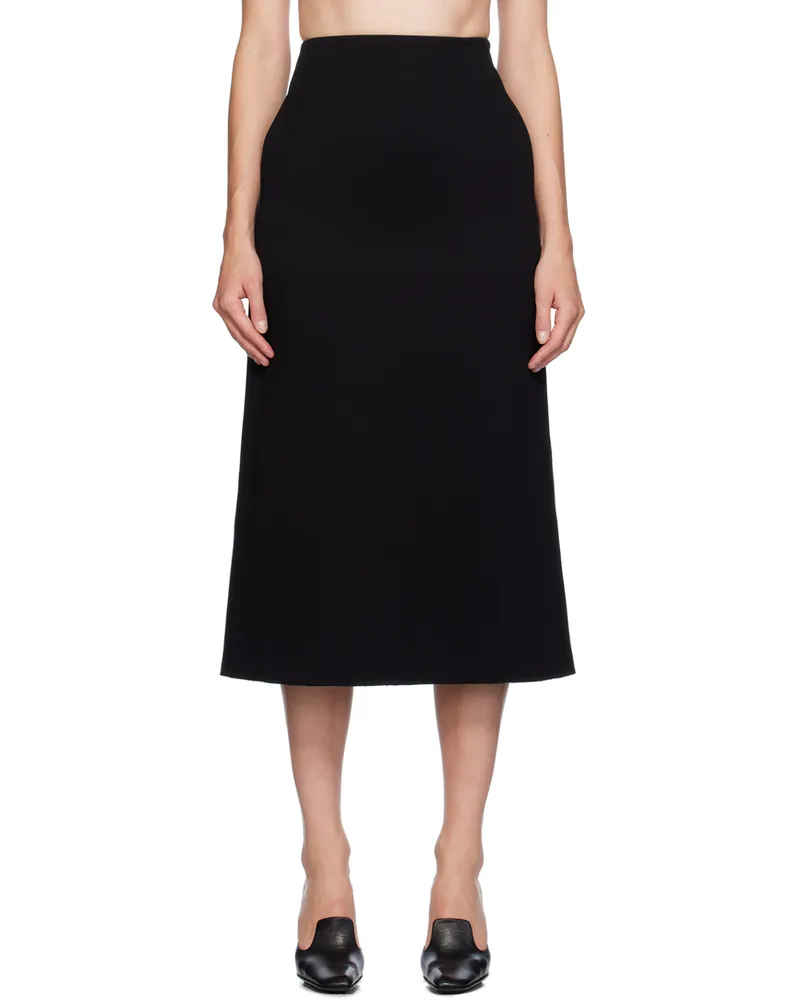 GIA STUDIOS Black Raw Edge Midi Skirt Black