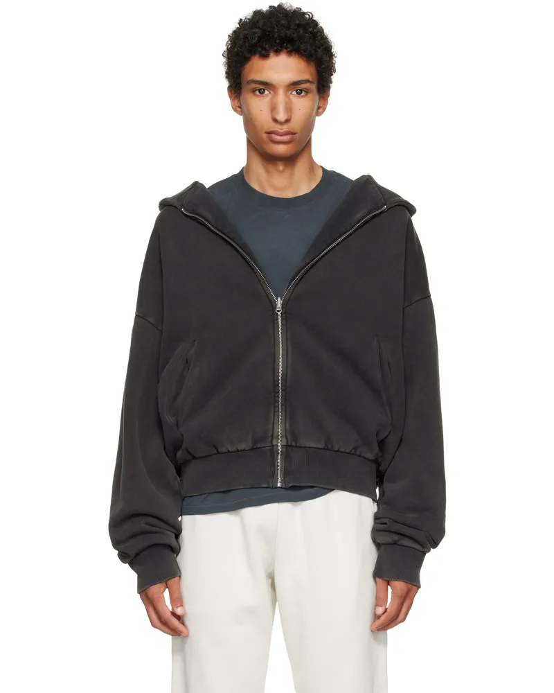 Entire Studios Black Thermal Hoodie Washedblack