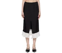 Black Frilled Hem Midi Skirt