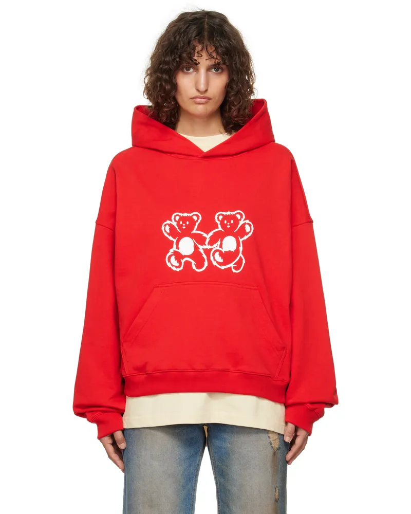 WE 11 DONE Red Teddy Twins Hoodie Red