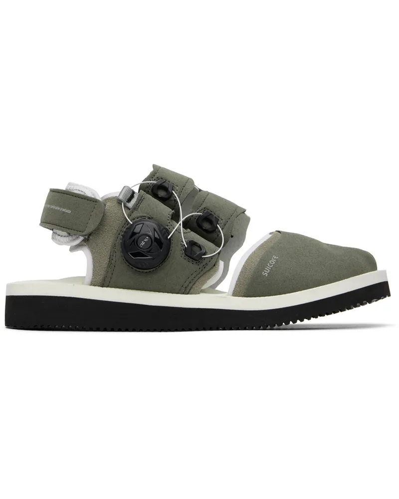 SUICOKE Khaki & Off-White HAKU-ab Sandals Gray