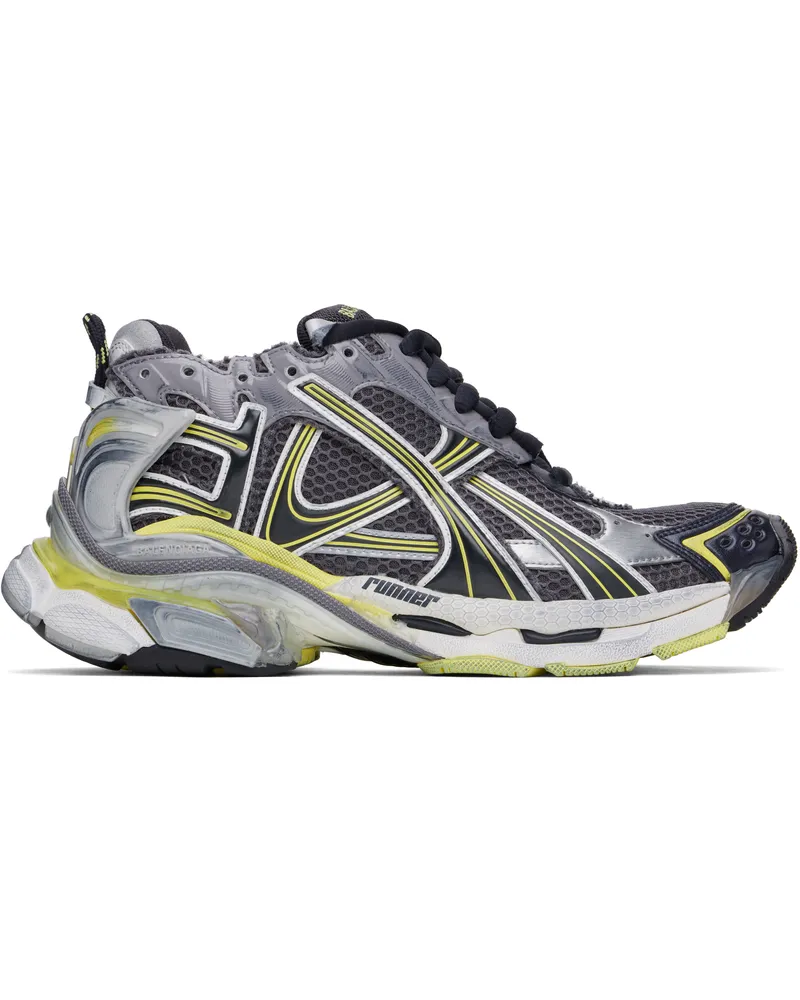 Balenciaga Gray & Yellow Runner Sneakers Dk