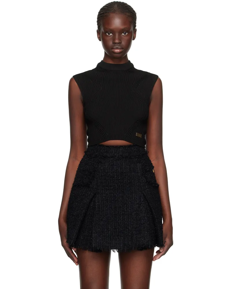 Balmain Black Cropped Tank Top 0pa