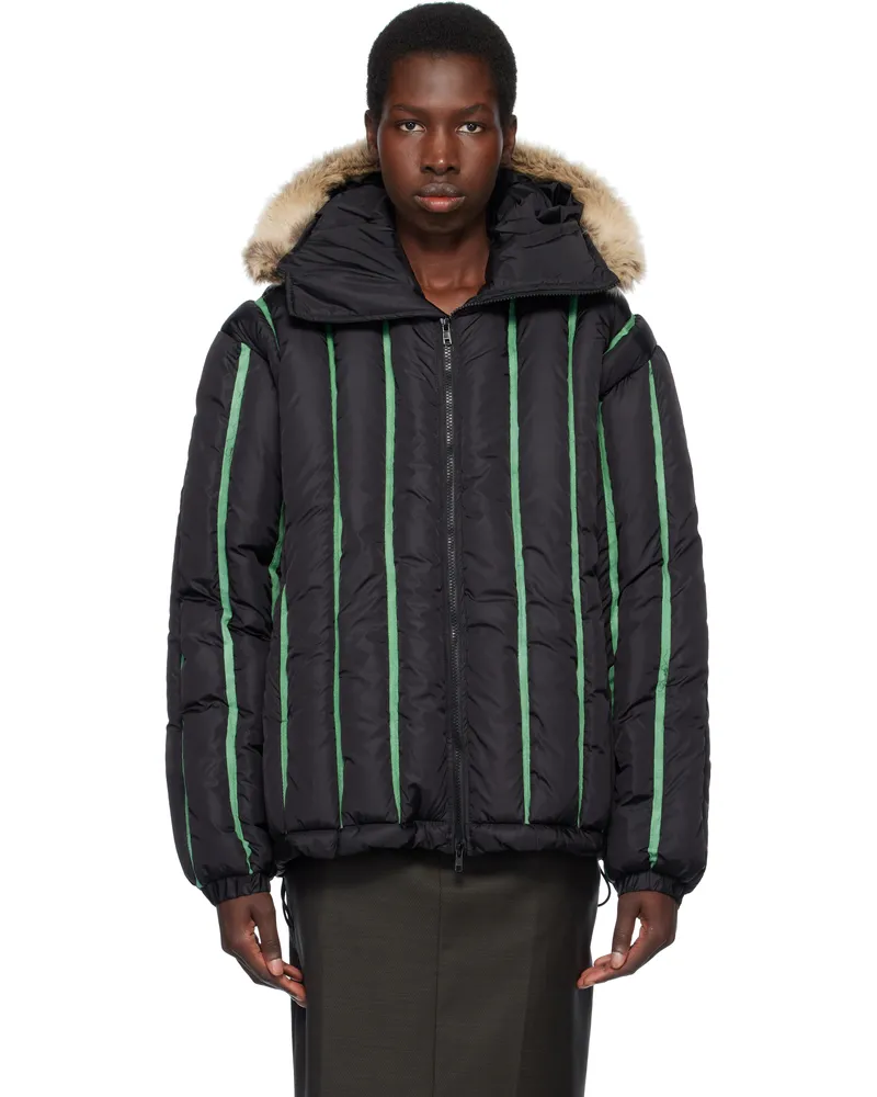 Stanley Raffington Black Quilted Puffer Bomber Jacket Black