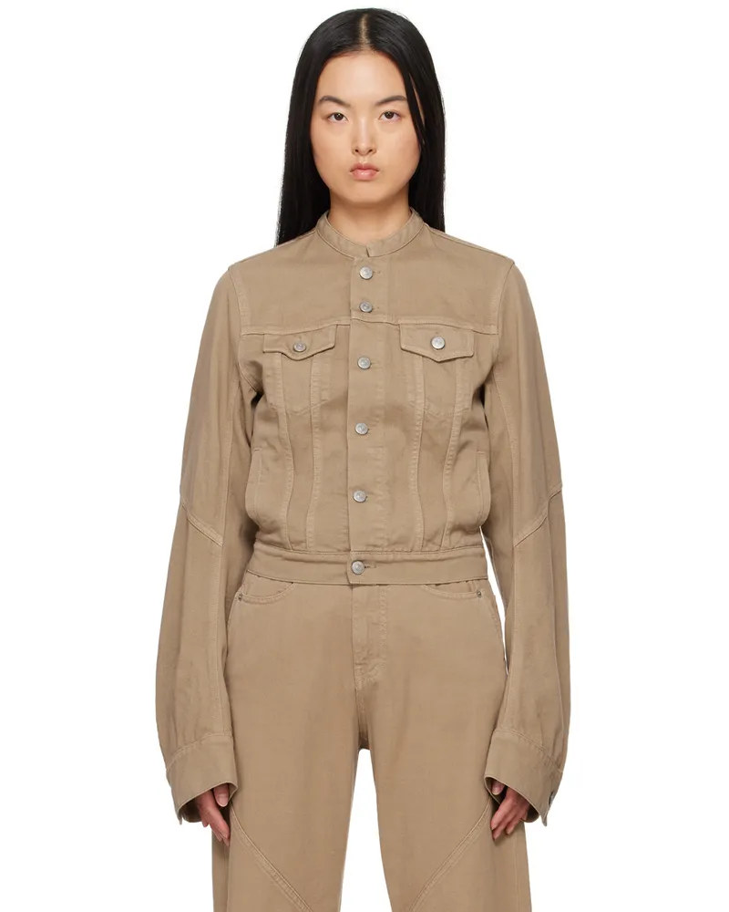 Maison Margiela Beige Collarless Denim Jacket 127