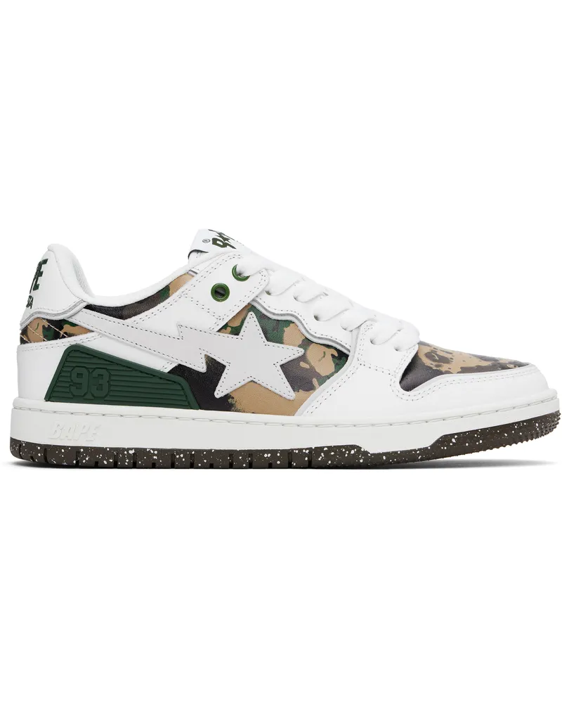 BAPE White & Khaki 'BAPE' SK8 STA #2 M1 Sneakers Wht-white