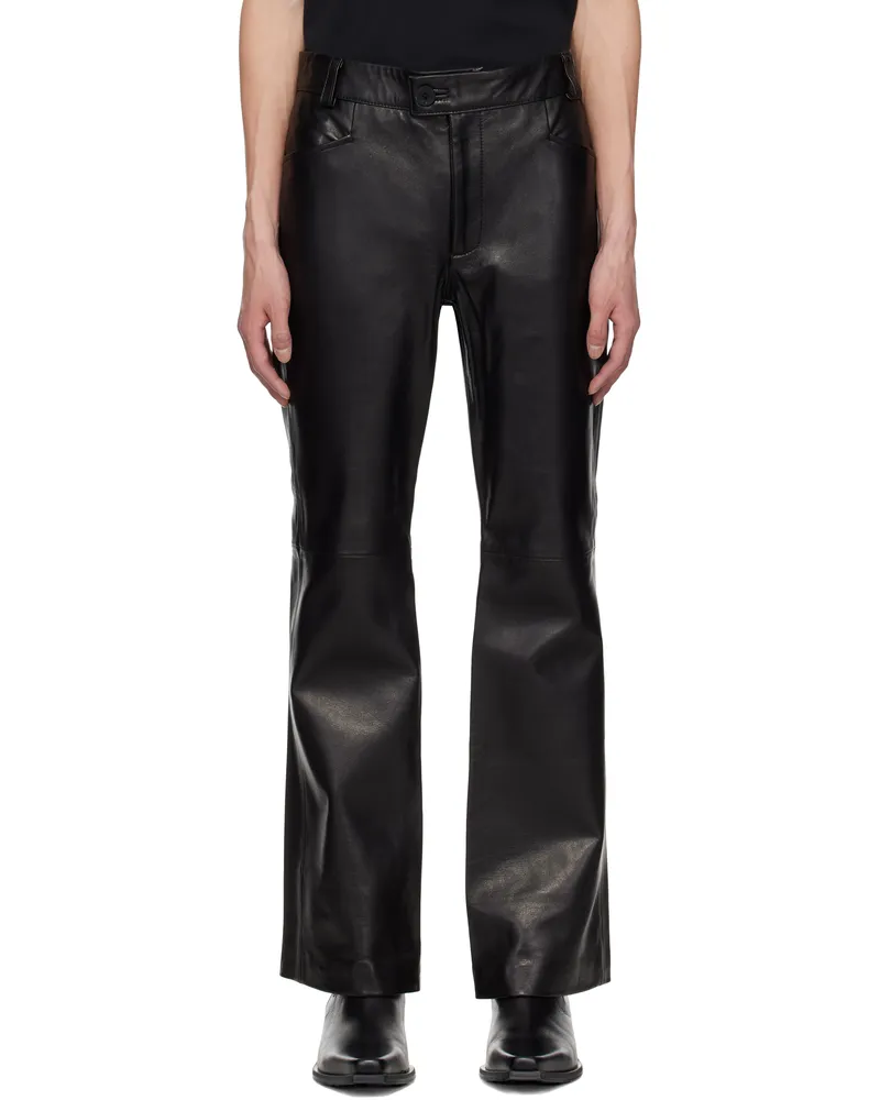 Ernest W. Baker Black Flare Leather Pants Black