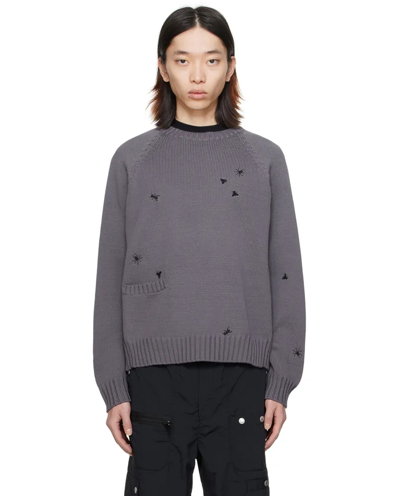 Undercover Gray Embroidered Sweater Gray