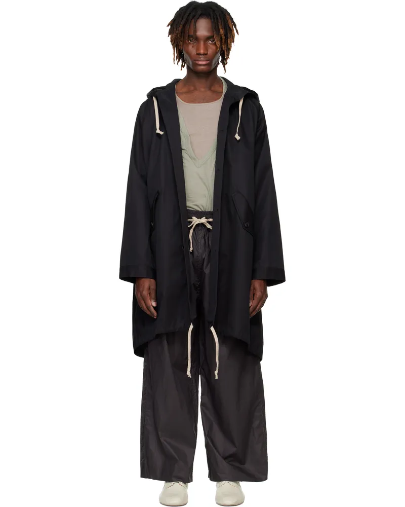 Jan-Jan Van Essche Black O-Project Ventile Gabardine Parka Coat Black