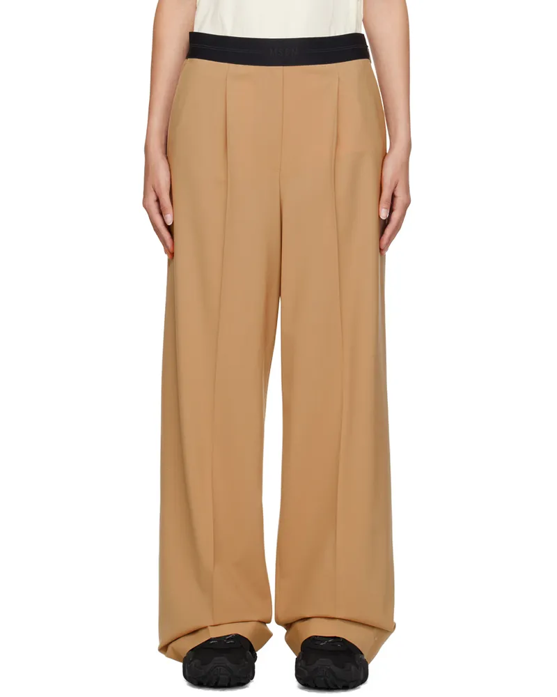 MSGM Beige Creased Trousers 23
