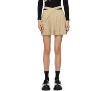 Beige Cross Belted Miniskirt