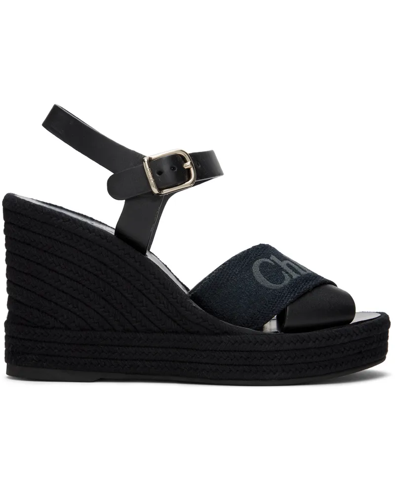 Chloé Black Piia Wedge Heeled Sandals 001