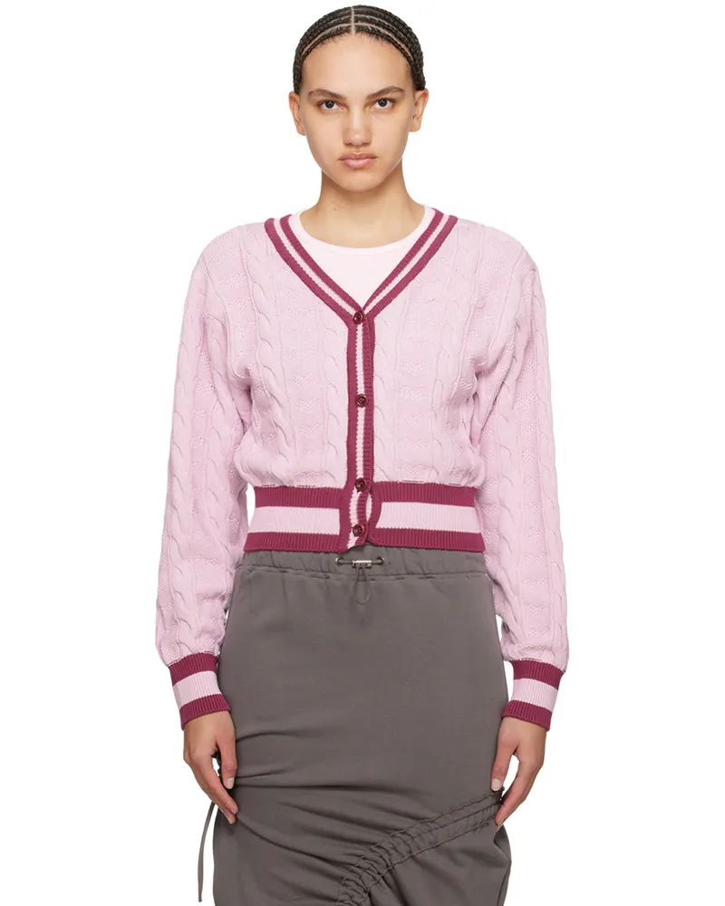 OPEN YY Pink Heart & Cable Cardigan Pink