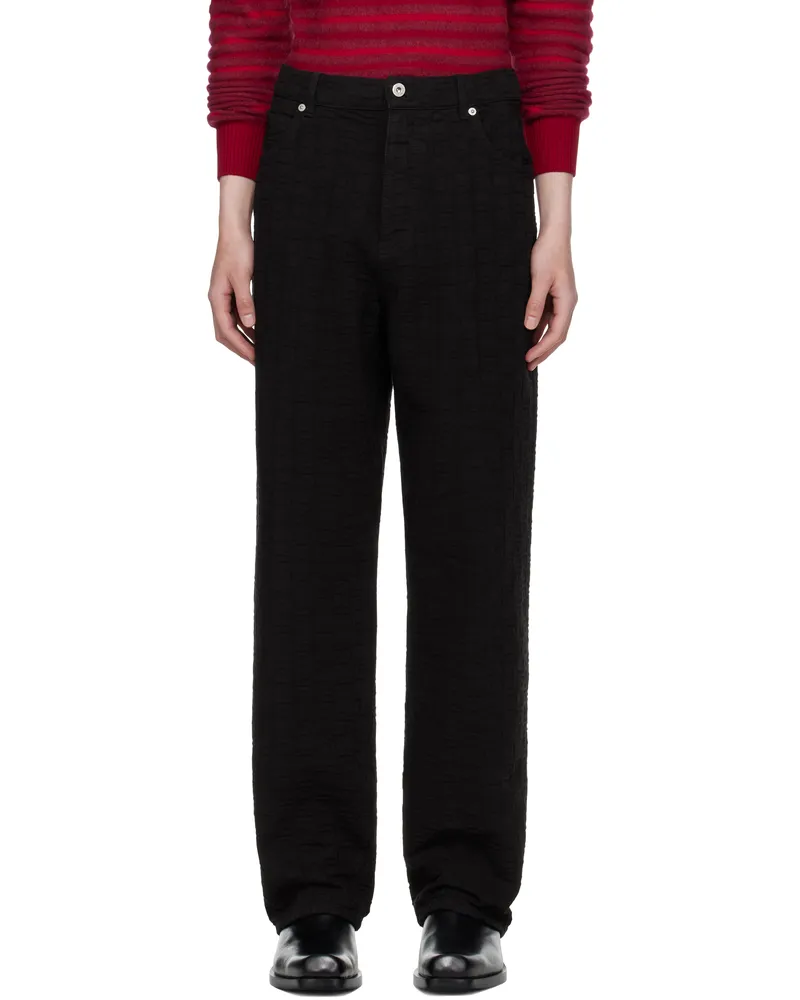 Ferragamo Black Monogram Five-Pocket Jeans Nero
