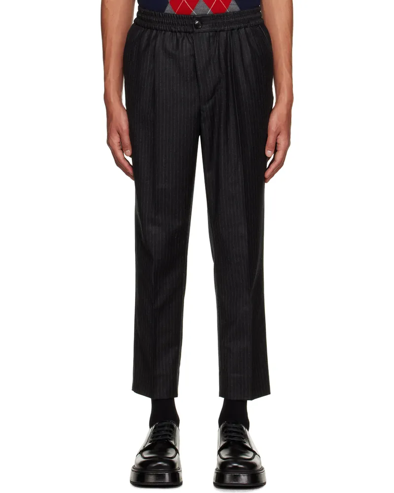 AMI Paris Gray Drawstring Trousers Grey
