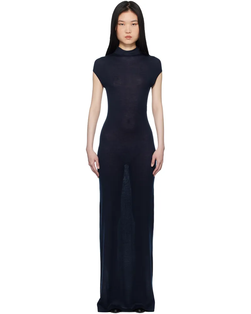 Alaïa Navy Cashmere Maxi Dress 541