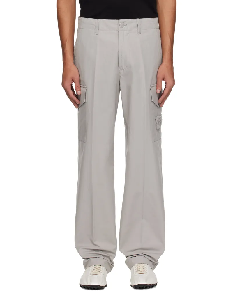 Stone Island Gray Weatherproof Cotton Canvas Ghost Cargo Pants V0064