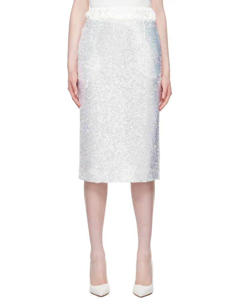 RECTO White H-Line Midi Skirt White