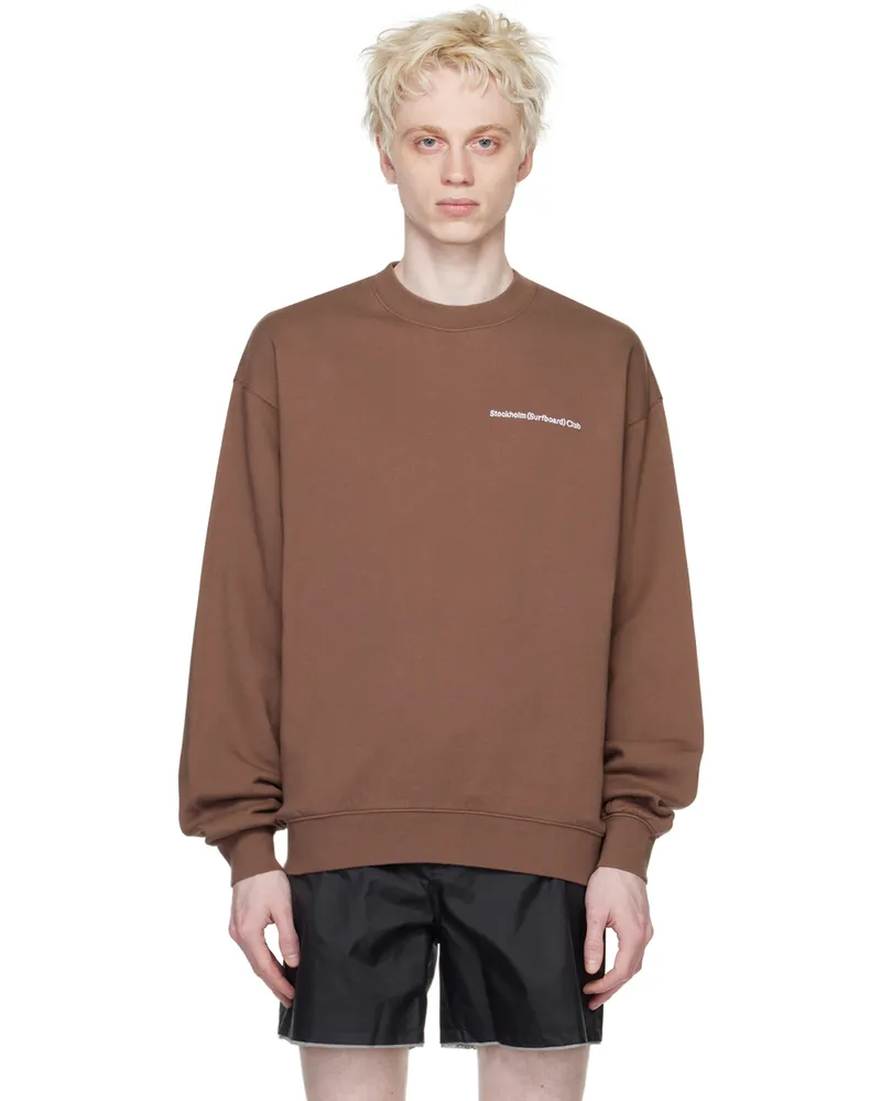 Stockholm (Surfboard) Club Brown Embroidered Sweatshirt Cedar
