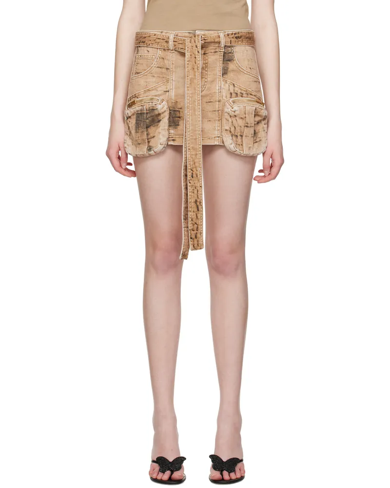 Blumarine Tan Cargo Denim Miniskirt M5705